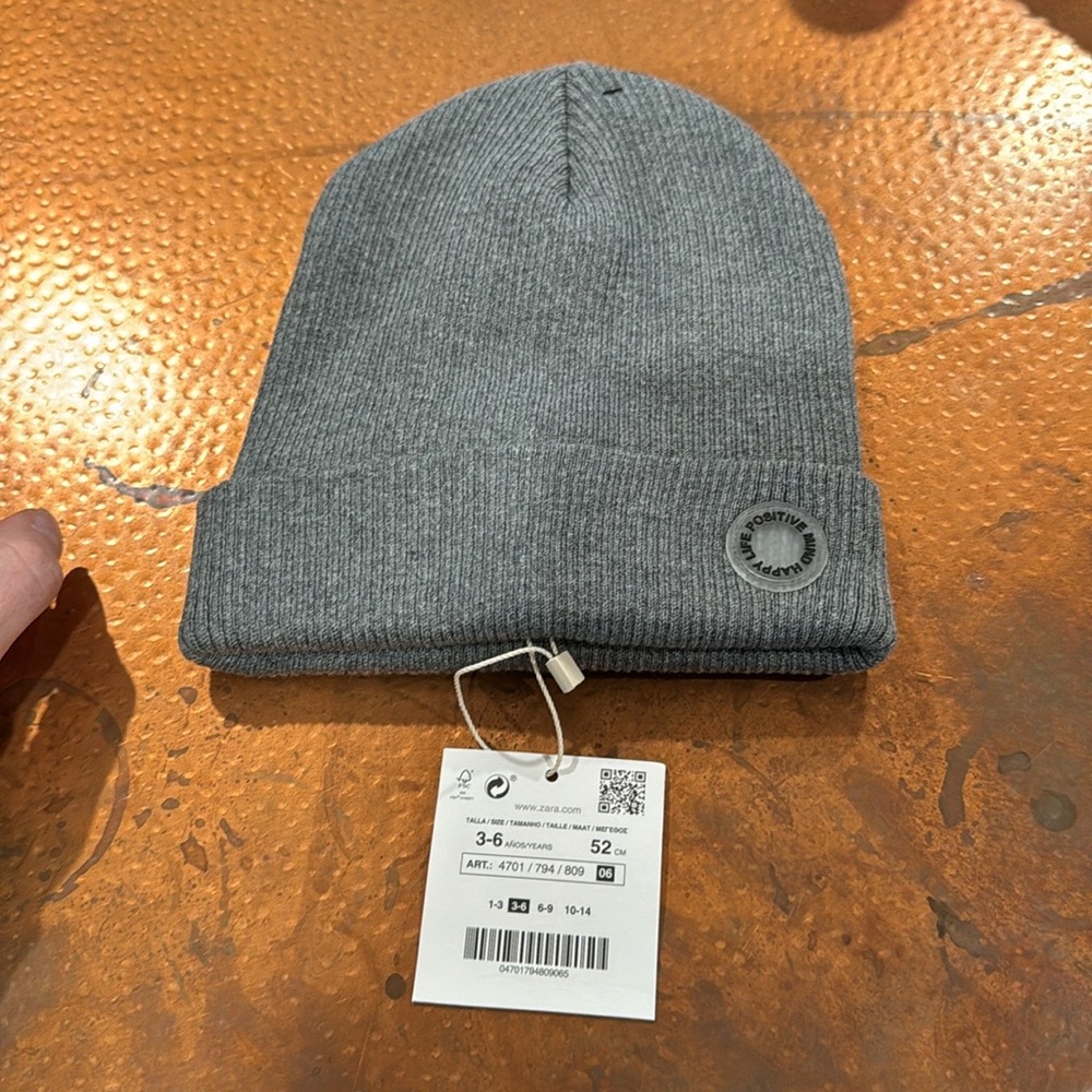 NWT Zara Kids Grey Knit beanie